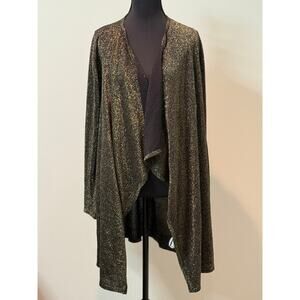 Michael Kors Black and Gold Metallic Draped Cardigan